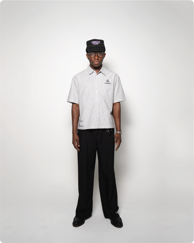 'AboveTheNoise’ pinstripe shirt