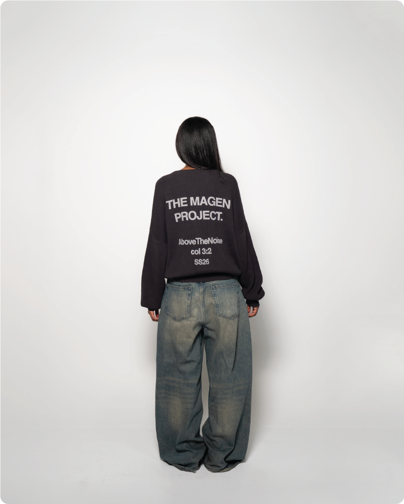 ‘LIVING HOLY’ fisherman knit