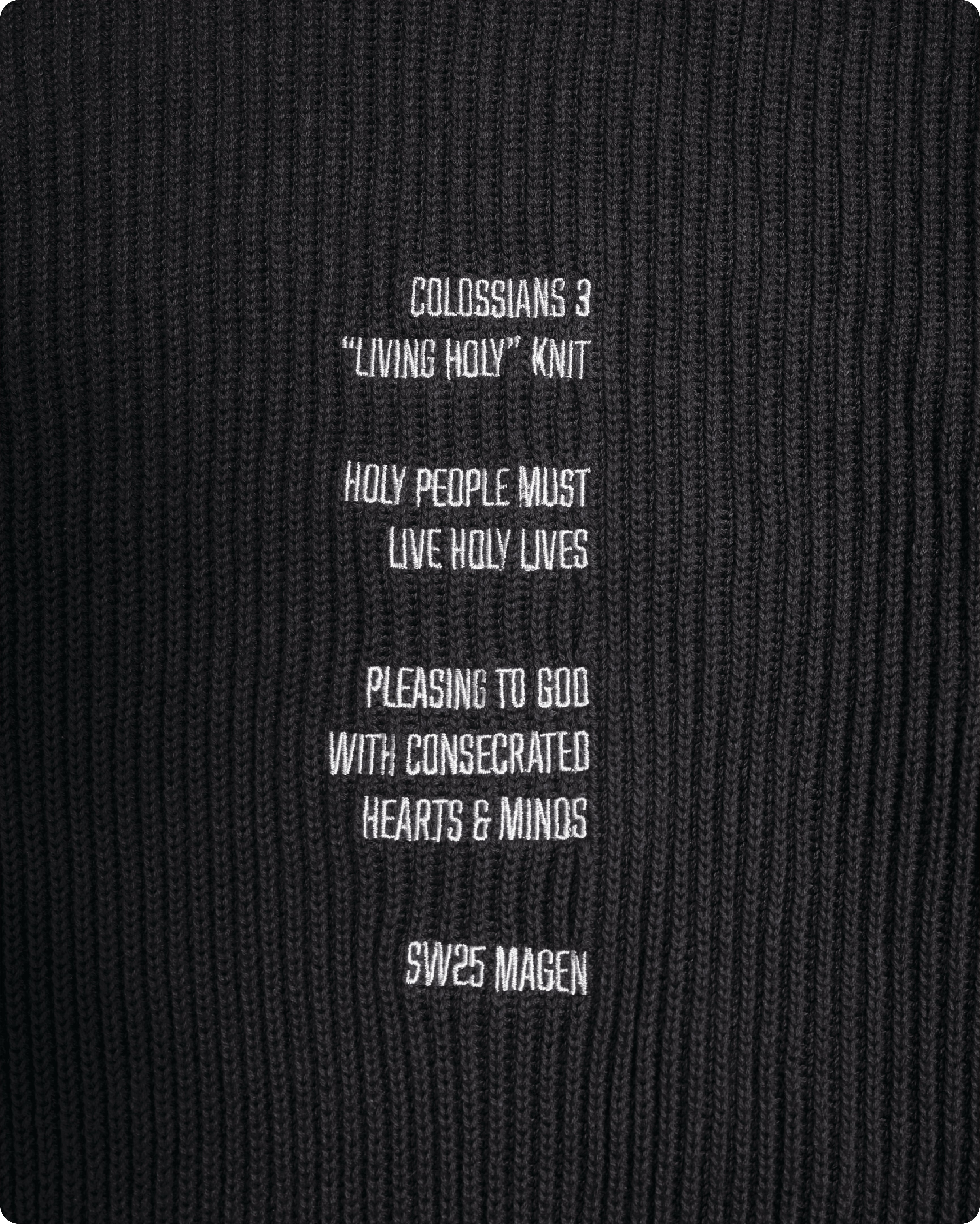 ‘LIVING HOLY’ fisherman knit