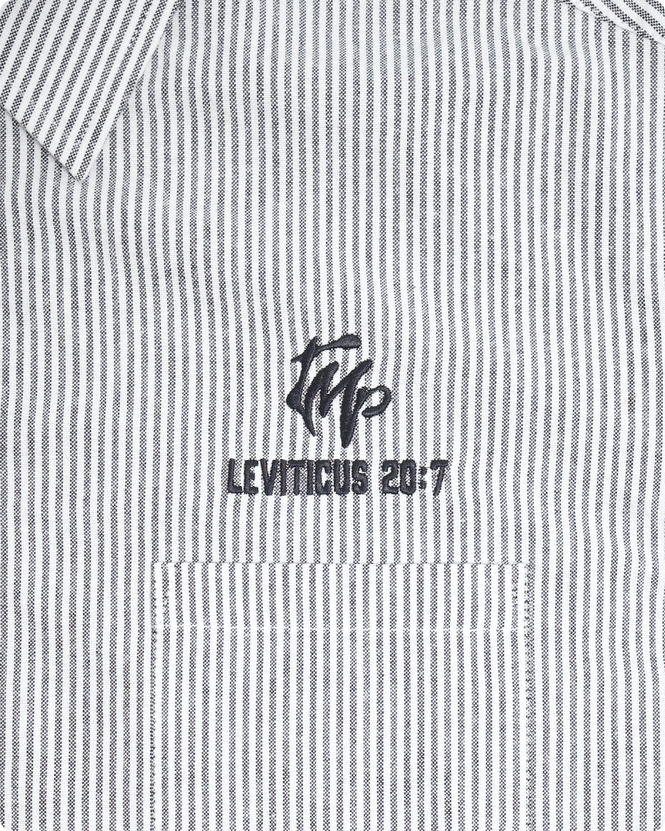 'AboveTheNoise’ pinstripe shirt